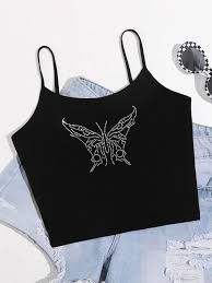 black tank top with rhinestone butterfly - Google Search