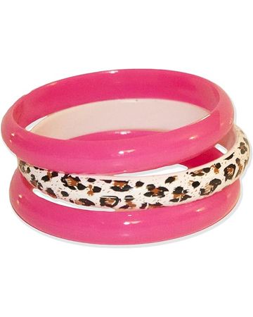 Amazon.com: 3 Pack Bangles w/Cheetah Print 80s Style Bracelets (Neon Pink): Clothing, Shoes & Jewelry