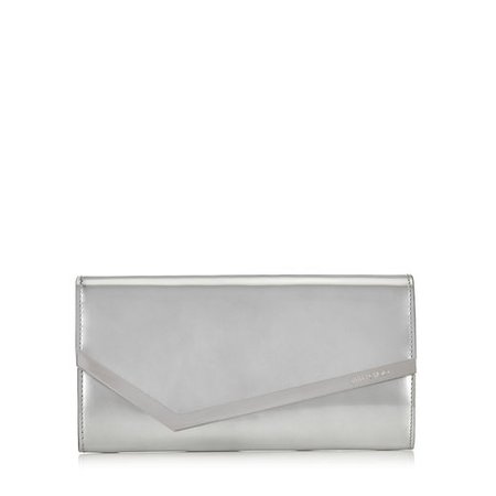 Silver Liquid Mirror Leather Clutch Bag| EMMIE | Spring Summer 19 | JIMMY CHOO