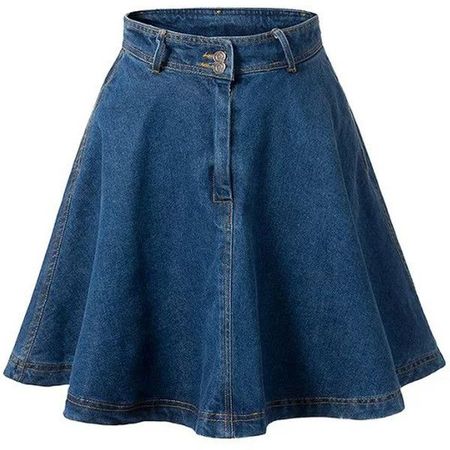 Deep Blue Flare High Waist Denim Skirt | High waisted denim skirt, Denim skirts knee length, Flared denim skirt