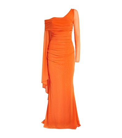 Womens Talbot Runhof orange Off-The-Shoulder Ruched Gown | Harrods # {CountryCode}