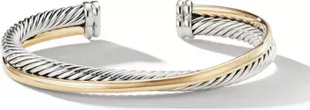 David Yurman Crossover Two-Row Cuff Bracelet in Sterling Silver with 18K Yellow Gold | Nordstrom