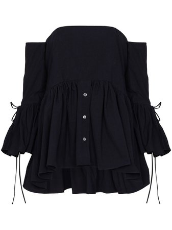 Shop blue Rosie Assoulin off-the-shoulder ruffle blouse with Express Delivery - Farfetch