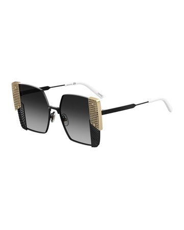 Oxydo Square Grated & Perforated Metal Sunglasses | Neiman Marcus