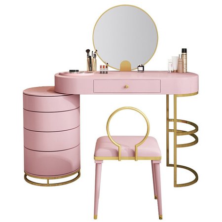 White/Blue/Pink Makeup Vanity Dressing Table with Swivel Cabinet Mirror & Stool Included - Makeup Vanities - Bedroom Furniture - Furniture