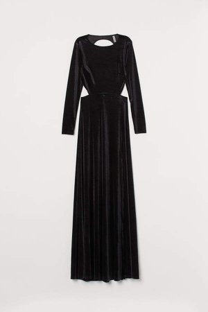 Long Velour Dress - Black