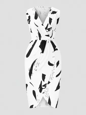 SHEIN Privé Plus Size Summer V-Neck Sleeveless Dress | SHEIN USA