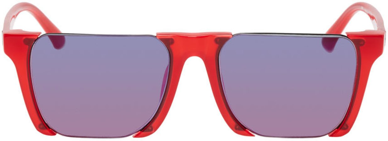 Marcelo Burlon County of Milan: Red Linda Farrow Edition Cut-Out Sunglasses | SSENSE