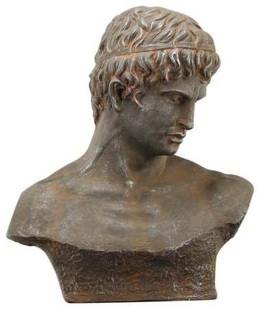 Weathered finish Atticus Bust, Resin, Brown and Gray - Traditional - Decorative Objects And Figurines - by Benzara, Woodland Imprts, The Urban Port