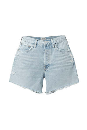 AGOLDE - Long Parker distressed organic denim shorts