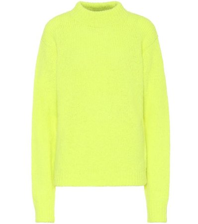 TIBI Cozette Neon Alpaca-blend Sweater In Bright Yellow