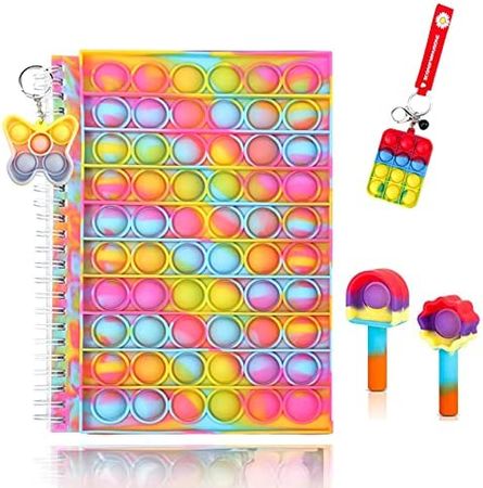 Amazon.com: tetyseysh Bubble Fidget Pop-On-It Spiral Notebook with Keychain College Ruled Paper Fidget Toy Portable for School Home College Office (A) : Office Products
