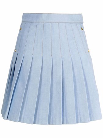 Balmain contrast-stitch Pleated Miniskirt - Farfetch