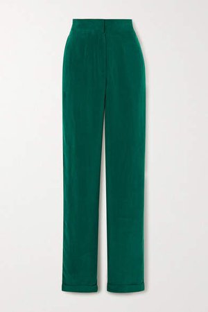 Cupro Straight-leg Pants - Green