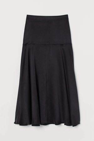 Wide-cut Silk Skirt - Black