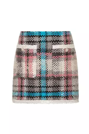 CHECKERED PINK AND BLUE WOOL-BLEND MINI SKIRT – CULT MIA