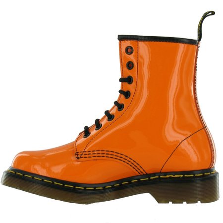 Dr Martens 1460 Neon Patent Leather Boots - Orange - Ankle Boots from Scorpio Shoes UK