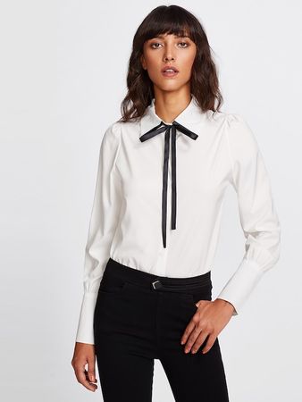 Tie Neck Tailored Shirt | SHEIN