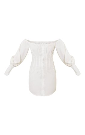 White Bardot Button Down Pinched Waist Bodycon Dress | PrettyLittleThing USA