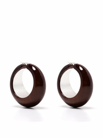 Jil Sander treated wooden geometric earrings