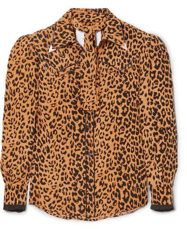 Pushbutton - Leopard-print Silk Shirt - Leopard print