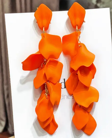 Orange flower petal earrings