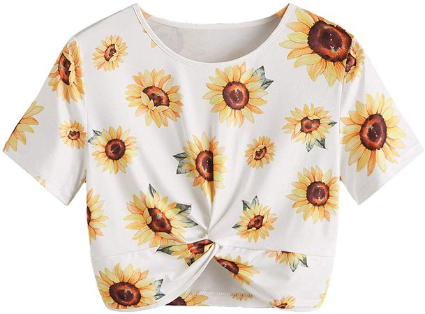SweatyRocks Women's Twist Front Cut Out Short Sleeve Crop Top T-Shirt Burgundy S at Amazon Women’s Clothing store