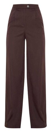 PLT chocolate formal button wide leg trousers
