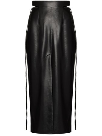 Shop Materiel eco-leather side-slit midi skirt with Express Delivery - FARFETCH