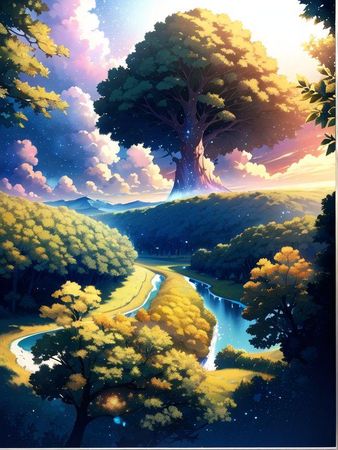 anime fantasy forest tree