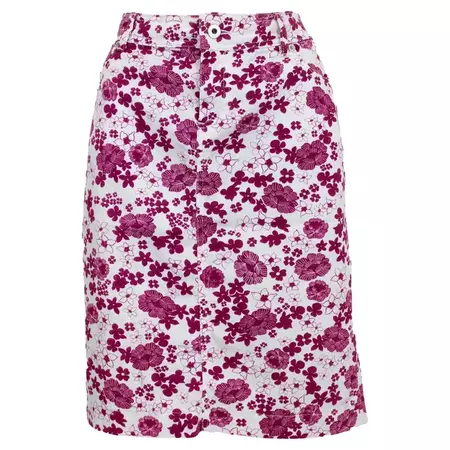 Dolce and Gabbana Pink Floral Vintage Denim Skirt For Sale at 1stDibs | floral denim skirt