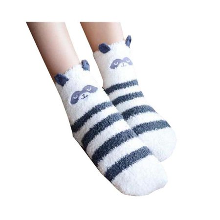 Dragon Sonic 1 Pair Adult Coral Fleece Slipper Socks Warm Fuzzy Crew Floor Socks - Bear