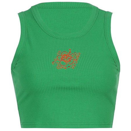 Green Floral Vest Crop | Own Saviour