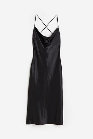 Satin Slip Dress - Black - Ladies | H&M US
