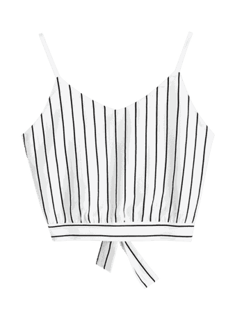 [HOT] 2019 Bowknot Stripes Cut Out Cropped Tank Top In STRIPE S | ZAFUL