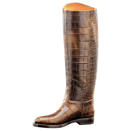 Amazing GUCCI Exotic Crocodile Skin 1921 Collection Crest Riding Style Boots For Sale at 1stdibs
