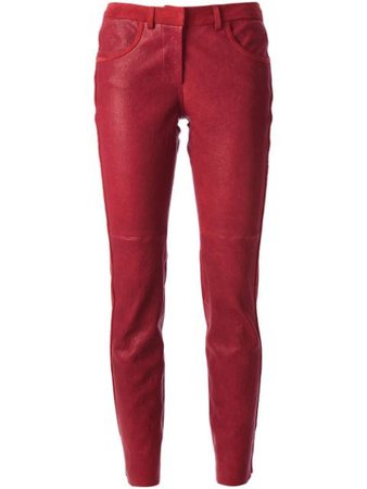 Shop red Isabel Marant leather trousers with Express Delivery - Farfetch
