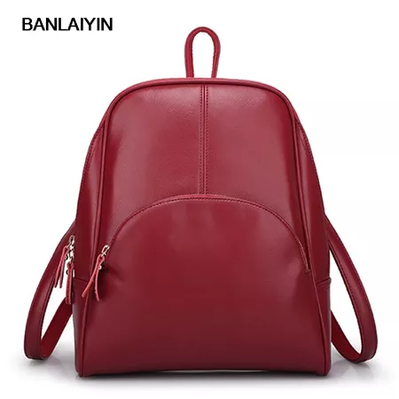 Nice New Fashion Burgundy Backpack Women PU Leather Backpack School Bags For Teenagers Women Casual Travel Bags Mochila Escolar-in Backpacks from Luggage & Bags on Aliexpress.com | Alibaba Group