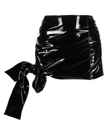 Blumarine Bow-detail High-shine Miniskirt in Black | Lyst