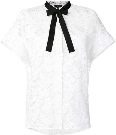bow tie neck embroidered shirt