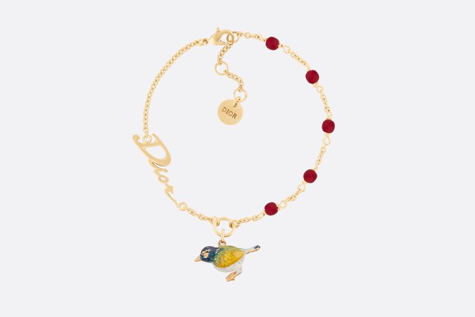 D-Charms Pop Bracelet Gold-Finish Metal and Burgundy Glass Pearls with Blue and Green Lacquer | DIOR