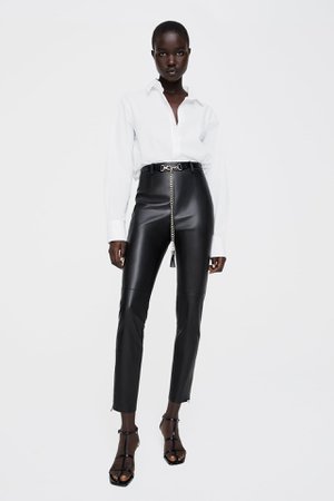 BELTED FAUX LEATHER LEGGINGS | ZARA United States