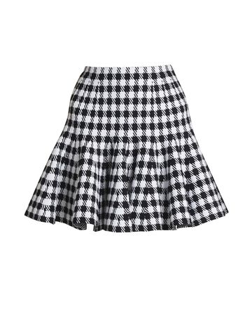 ALAIA Checked Flounce Mini Skirt | Neiman Marcus