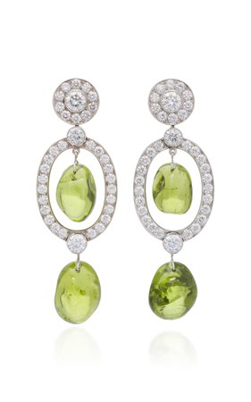 Platinum, Peridot and Diamond Earrings by Goshwara | Moda Operandi