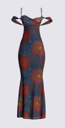 blue red yellow off shoulder maxi bodycon dress