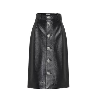Balenciaga - Leather midi skirt | Mytheresa