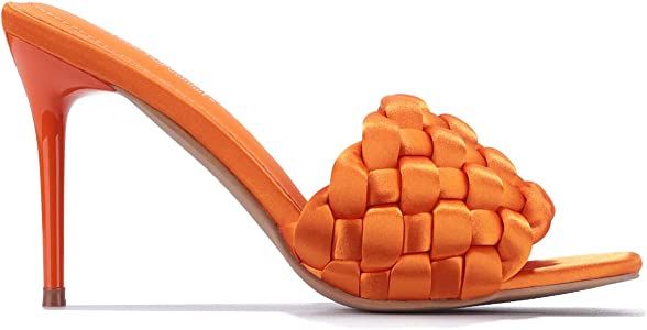 Amazon.com | Cape Robbin Miella Stiletto High Heels for Women, Woven Shoes with Square Open Toe - Oragne Size 7 Orange | Pumps