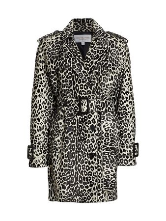 Michael Kors Collection Leopard-Print Belted Trench Coat