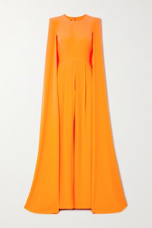 Pastel orange Lila cape-effect crepe jumpsuit | Alex Perry | NET-A-PORTER