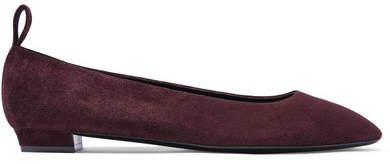 Lady Di Suede Ballet Flats - Burgundy